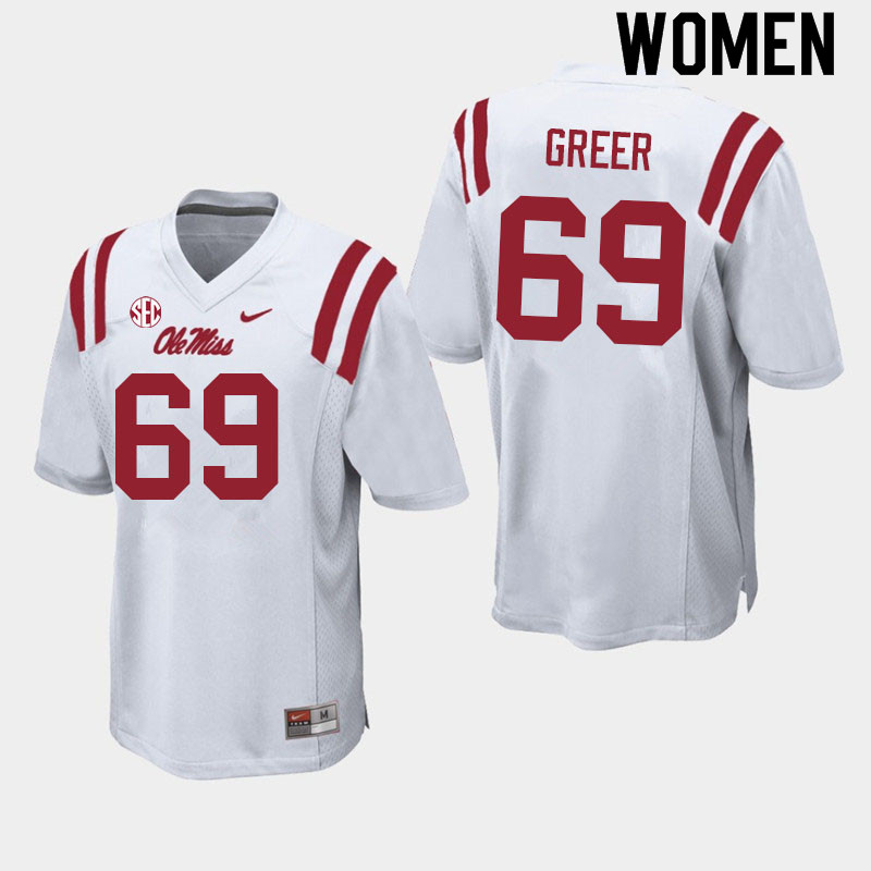 Jack Greer Ole Miss Rebels NCAA Women's White #69 Stitched Limited College Football Jersey BIO0558YD